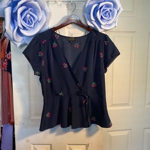 Navy blue with cherries blouse